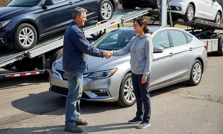 Vehicle owner beside their delivered car in Inver Grove Heights, Minnesota, United States