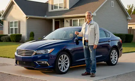 Car delivered to a driveway in Lakeville, Minnesota, United States