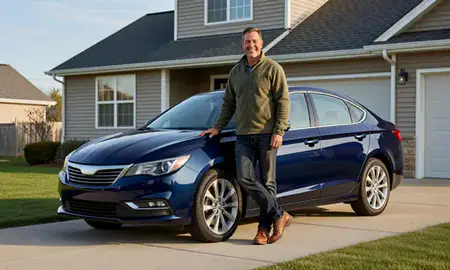 Customer with their delivered car in Mankato, Minnesota, United States