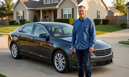 Car delivered to a driveway in Mankato, Minnesota, United States