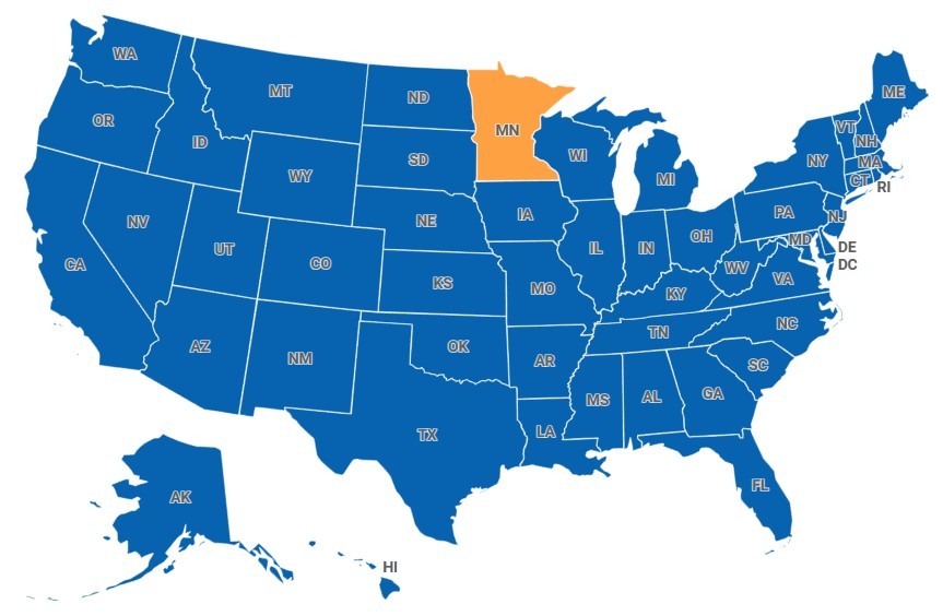 Map of Minnesota, USA