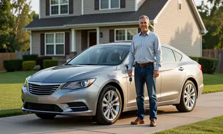 Car delivered to a driveway in Maple Grove, Minnesota, United States