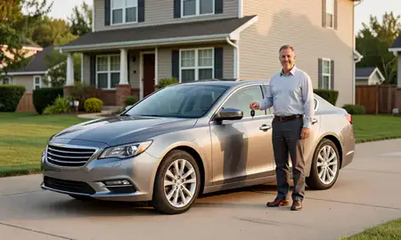 Car delivered to a driveway in Maplewood, Minnesota, United States