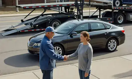 Vehicle owner beside their delivered car in Maplewood, Minnesota, United States