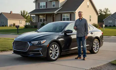 Car delivered to a driveway in Minneapolis, Minnesota, United States