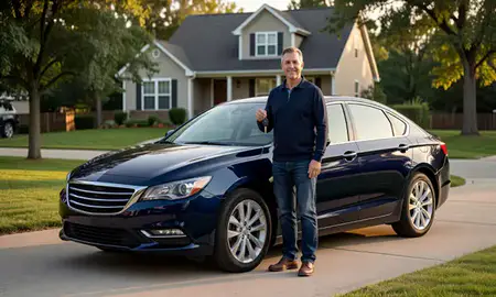 Car delivered to a driveway in Minnetonka, Minnesota, United States
