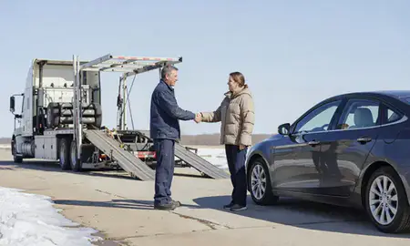 Vehicle owner beside their delivered car in Minnetonka, Minnesota, United States