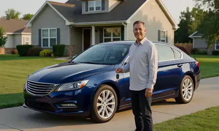 Car delivered to a driveway in Richfield, Minnesota, United States