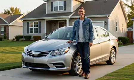 Customer with their delivered car in Rochester, Minnesota, United States