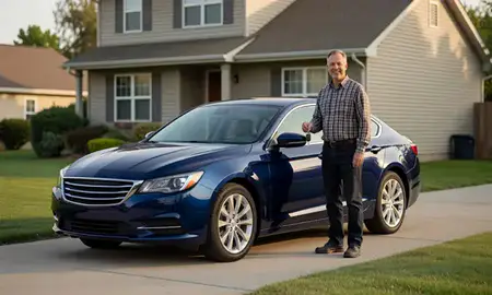 Car delivered to a driveway in Rochester, Minnesota, United States