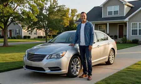 Customer with their delivered car in Roseville, Minnesota, United States