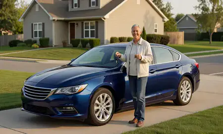 Car delivered to a driveway in St. Cloud, Minnesota, United States