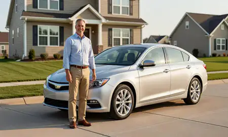 Customer with their delivered car in St. Louis Park, Minnesota, United States