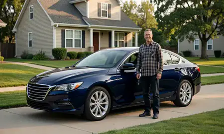 Car delivered to a driveway in St. Louis Park, Minnesota, United States