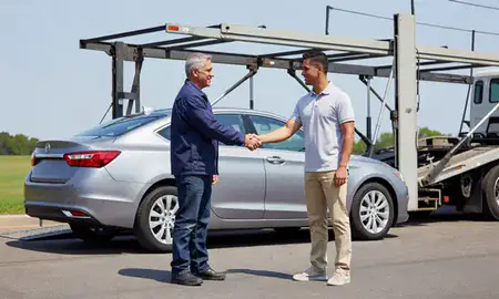 Vehicle owner beside their delivered car in St. Louis Park, Minnesota, United States