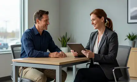 Customer discussing car shipping options in St. Louis Park, Minnesota, United States