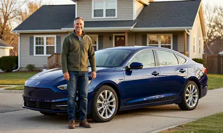 Customer with their delivered car in St. Paul, Minnesota, United States