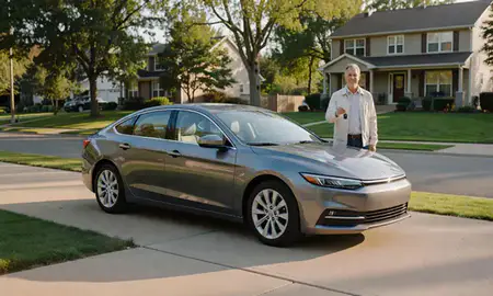 Car delivered to a driveway in St. Paul, Minnesota, United States