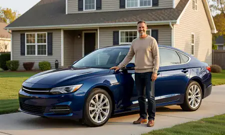 Customer with their delivered car in Woodbury, Minnesota, United States