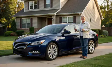 Car delivered to a driveway in Woodbury, Minnesota, United States