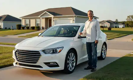 Car delivered to a driveway in Biloxi, Mississippi, United States