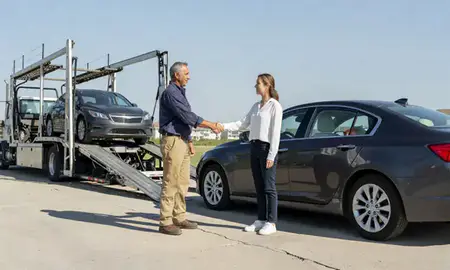 Vehicle owner beside their delivered car in Biloxi, Mississippi, United States