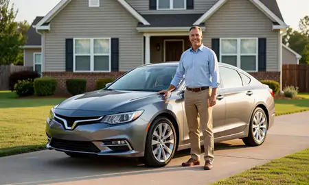 Customer with their delivered car in Brandon, Mississippi, United States