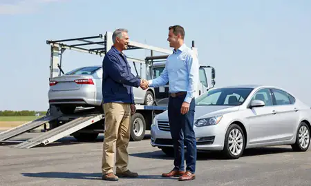 Vehicle owner beside their delivered car in Brandon, Mississippi, United States