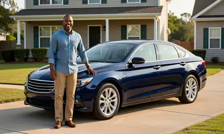 Customer with their delivered car in Clarksdale, Mississippi, United States