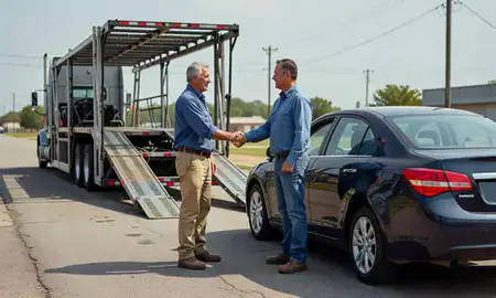 Vehicle owner beside their delivered car in Clarksdale, Mississippi, United States