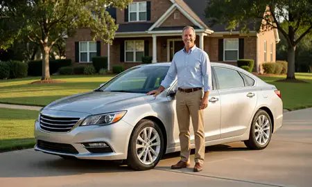 Customer with their delivered car in Clinton, Mississippi, United States