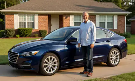 Car delivered to a driveway in Clinton, Mississippi, United States