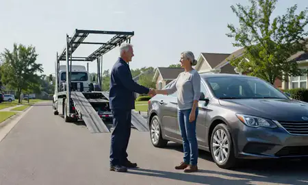 Vehicle owner beside their delivered car in Clinton, Mississippi, United States