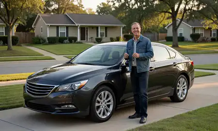 Car delivered to a driveway in Columbus, Mississippi, United States