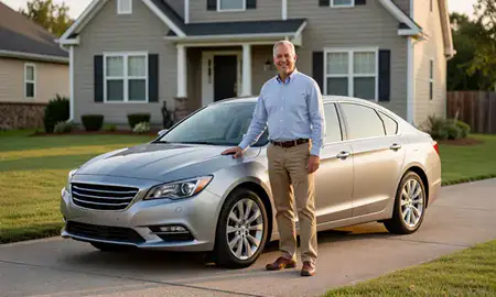 Customer with their delivered car in Corinth, Mississippi, United States