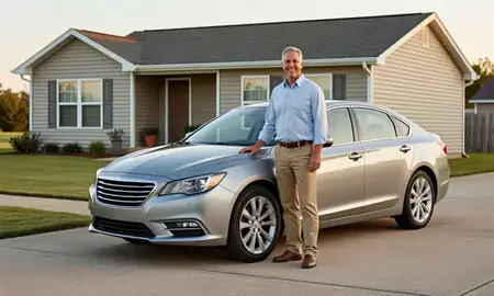Customer with their delivered car in D'Iberville, Mississippi, United States