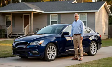 Car delivered to a driveway in D'Iberville, Mississippi, United States