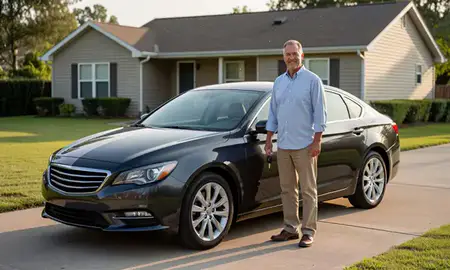 Car delivered to a driveway in Gautier, Mississippi, United States