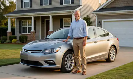 Customer with their delivered car in Greenville, Mississippi, United States