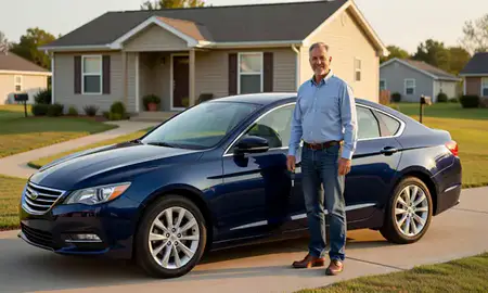 Car delivered to a driveway in Greenville, Mississippi, United States