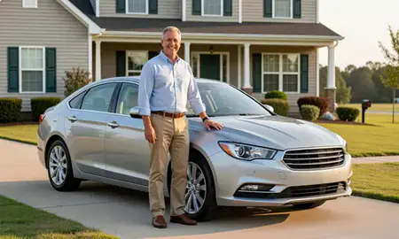 Customer with their delivered car in Greenwood, Mississippi, United States