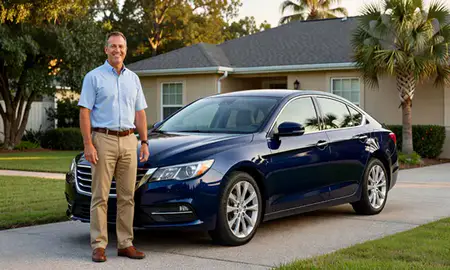 Customer with their delivered car in Gulfport, Mississippi, United States