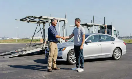 Vehicle owner beside their delivered car in Gulfport, Mississippi, United States