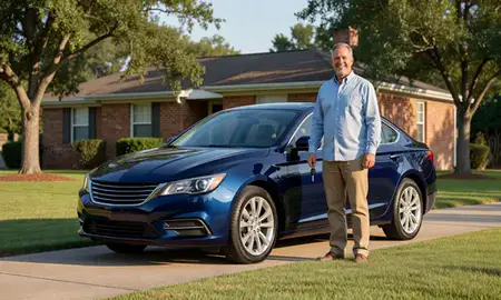 Car delivered to a driveway in Hattiesburg, Mississippi, United States