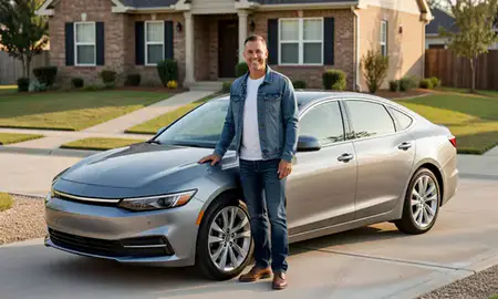 Customer with their delivered car in Hernando, Mississippi, United States