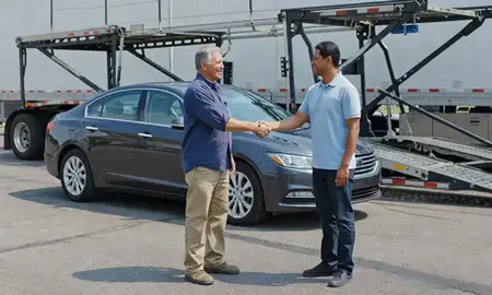 Vehicle owner beside their delivered car in Hernando, Mississippi, United States
