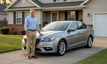 Customer with their delivered car in Jackson, Mississippi, United States