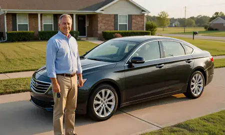 Car delivered to a driveway in Jackson, Mississippi, United States