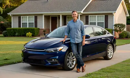 Customer with their delivered car in Laurel, Mississippi, United States