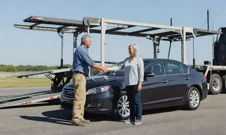 Vehicle owner beside their delivered car in Laurel, Mississippi, United States